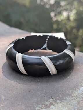 H&M Black and Ivory Women's Cuff Bracelet
